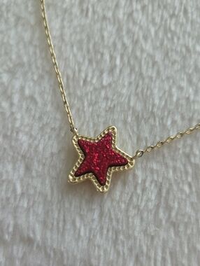 Kendra Scott Red & Gold Drusy Jae Star Necklace 4th Of July